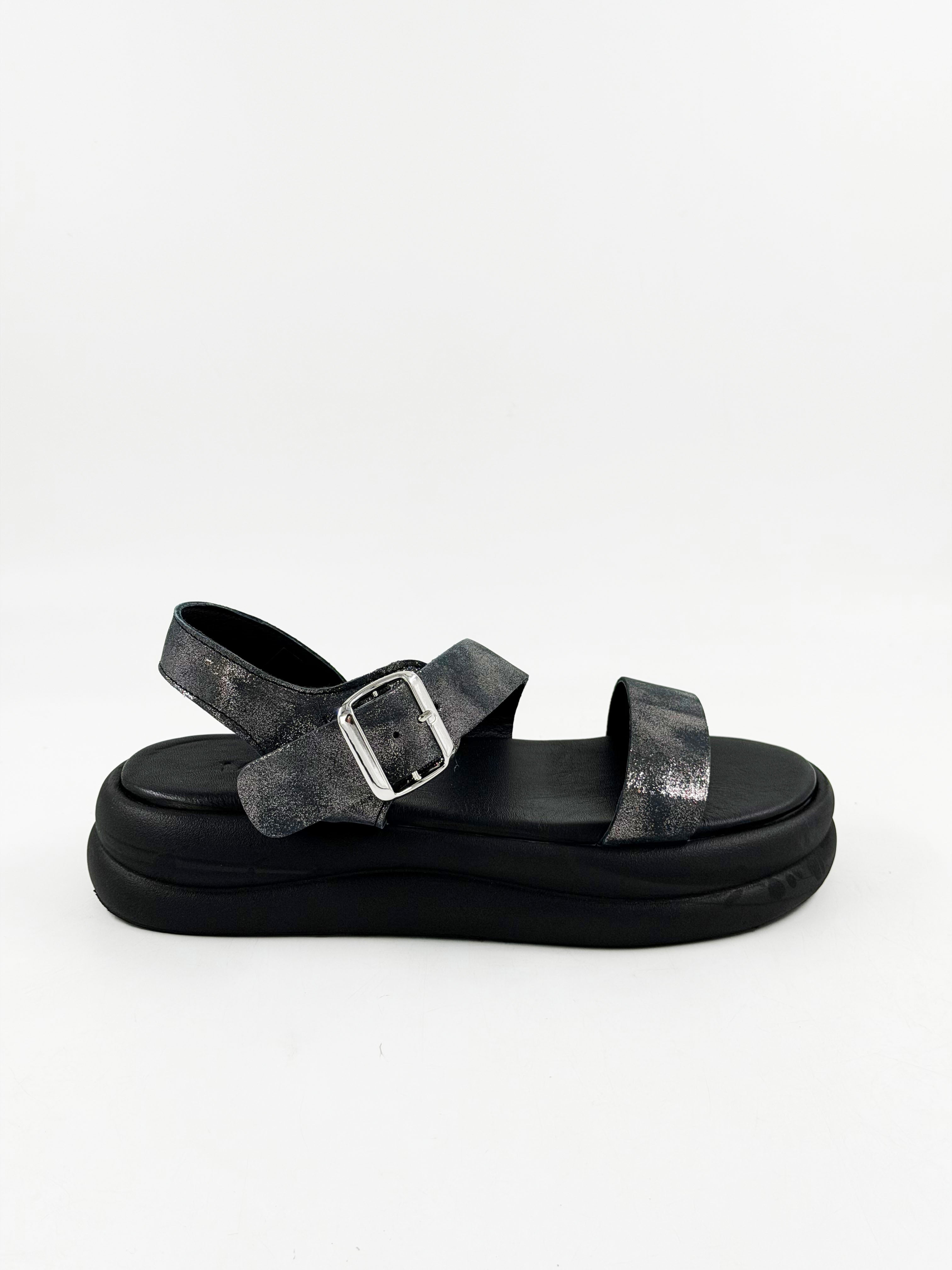 Mini / Crne Kozne Sandale