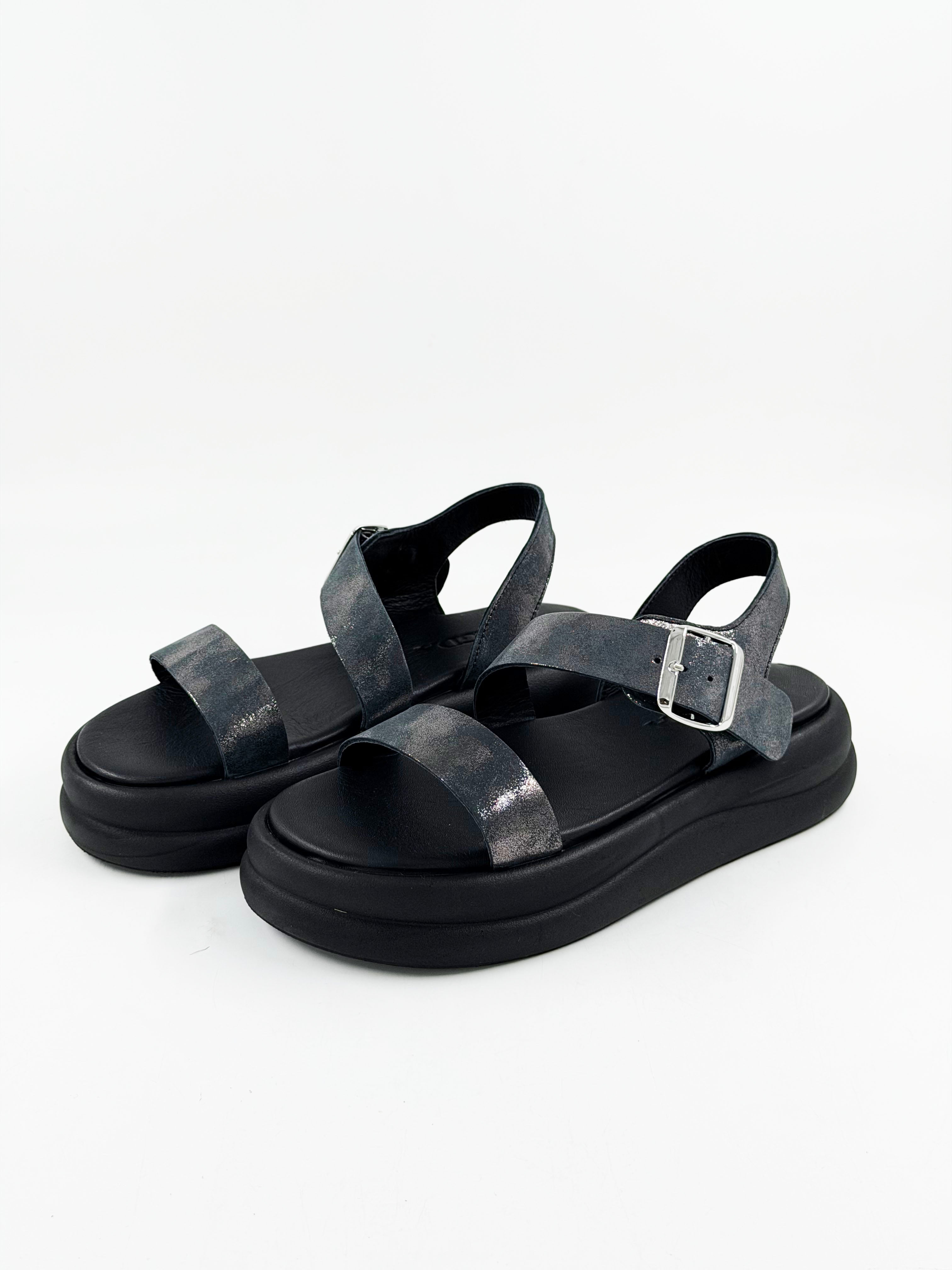 Mini / Crne Kozne Sandale